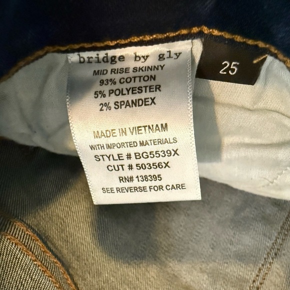 Women’s BRIDGE BY GLY Mid-Rise Skinny Stretch Jean- Size 25/35 - Picture 3 of 6